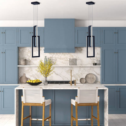 2-Lights Two Rectangle Stacked LED Chandelier