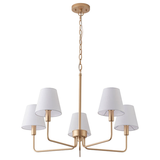 5-Light Classic Branch Chandelier with Off White Shades for Foyer