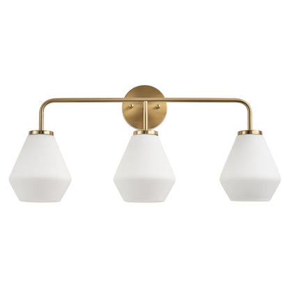 3-Lights Cream Pear Shape Glass Shade Bathroom Vanity Lighting