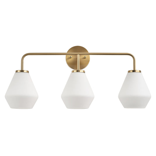 3-Lights Cream Pear Shape Glass Shade Bathroom Vanity Lighting