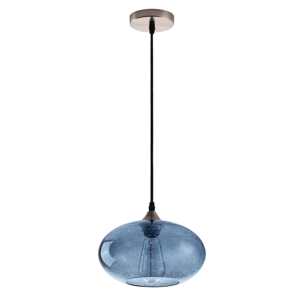 1-Light Oval Glass Shade Pendant Lighting