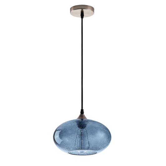 1-Light Oval Glass Shade Pendant Lighting