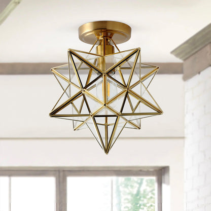 1-Light Geometric Star Semi-Flush Mount Lighting
