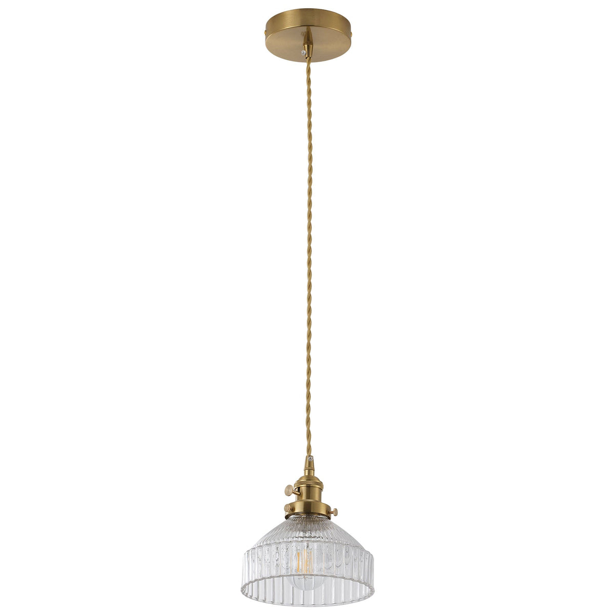 1-Light Reeded Cylinder Pendant for Kitchen Island