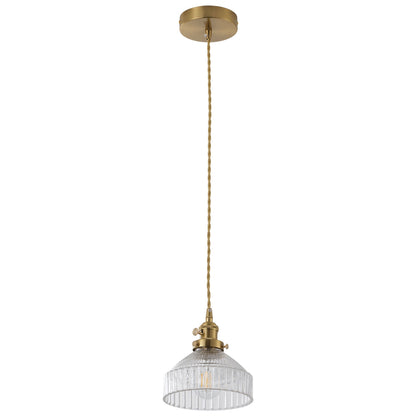 1-Light Reeded Cylinder Pendant for Kitchen Island