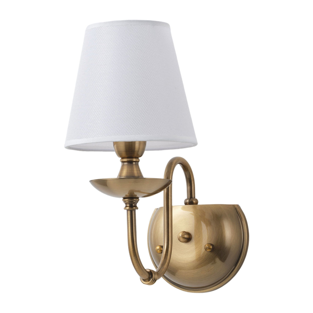 1 Light Vintage Wall Sconce With White Fabric Shade
