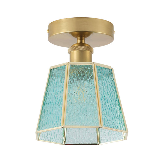 1-Light Blue Glass Ceiling Light for Bedroom