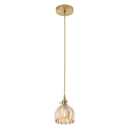 1-Light Amber Glass Pendant Light for Kitchen Island