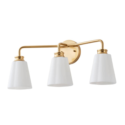 3-Light Gold Opal Glass Bathroom Vanity Light