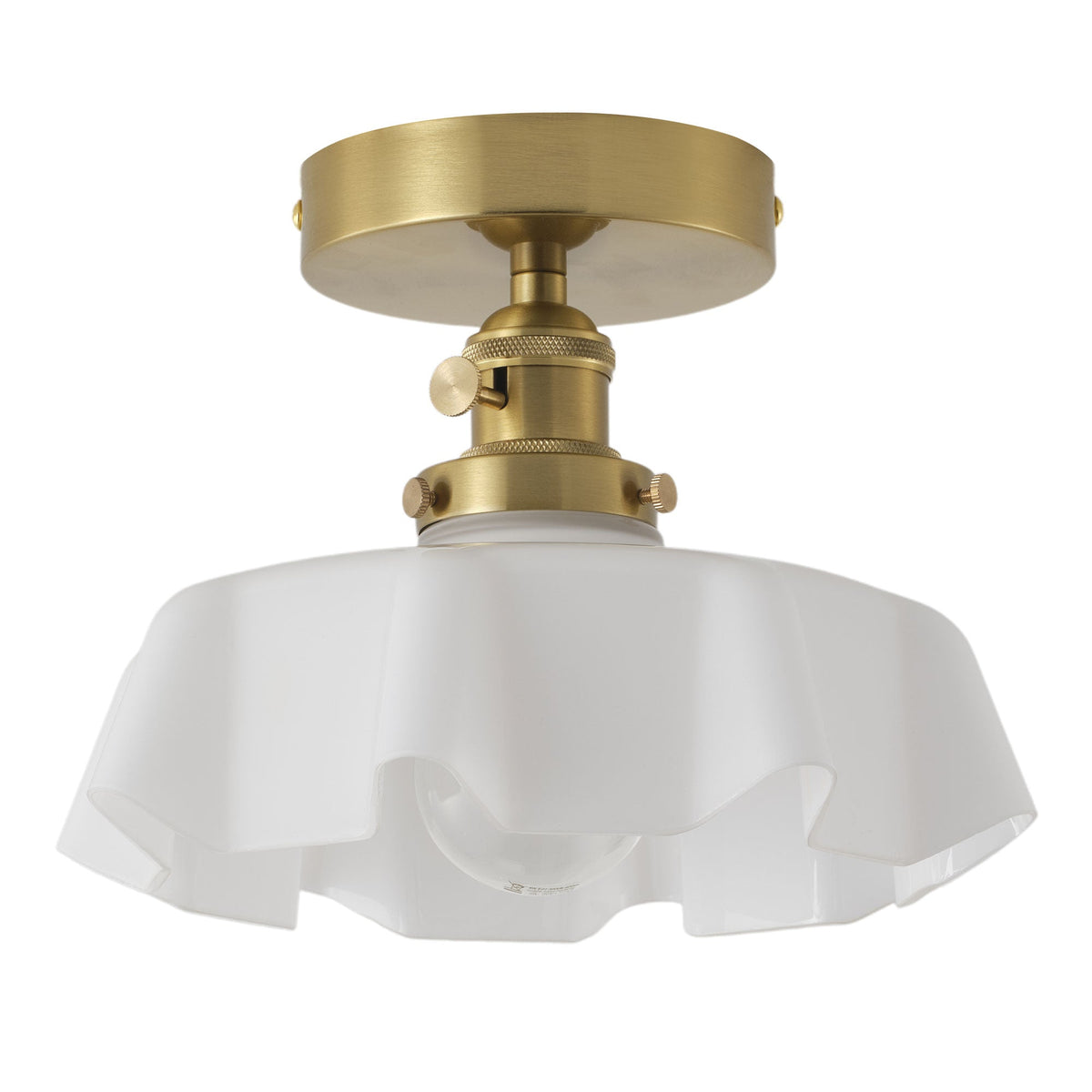 1-Light Copper Ceiling Light With White Glass Shade