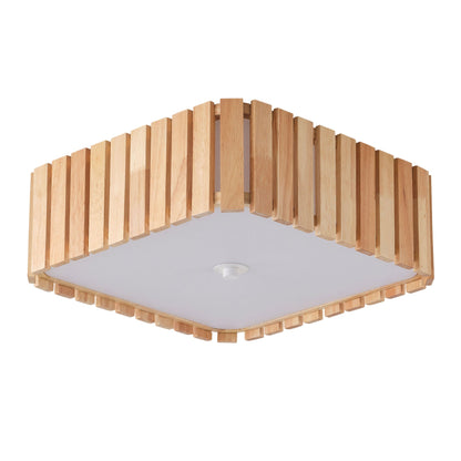 3-Light Wood Slat Flush Mount Ceiling Light