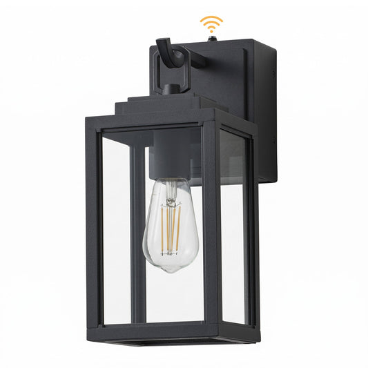 1-Light Outdoor Wall Sconce Black  Waterproof  Dusk to Dawn Porch Light