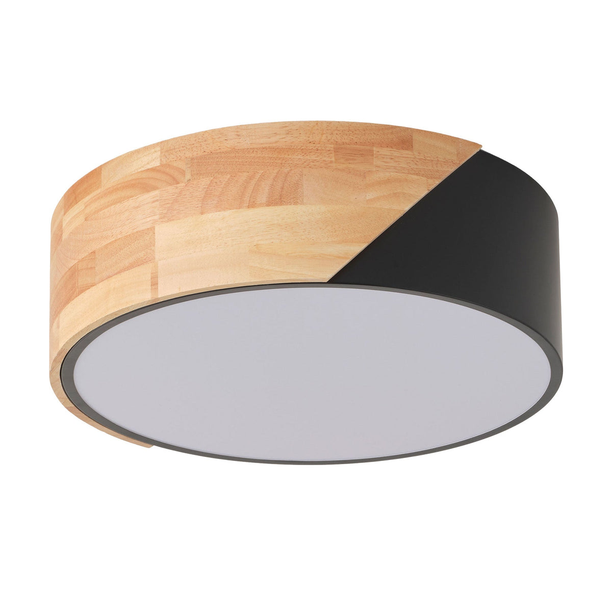 1 Light Wood Grain LED Flush Mount Ceiling Light For Bedroom Hallway
