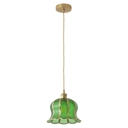 1-Light Tiffany Style Green Glass Kitchen Pendant Light