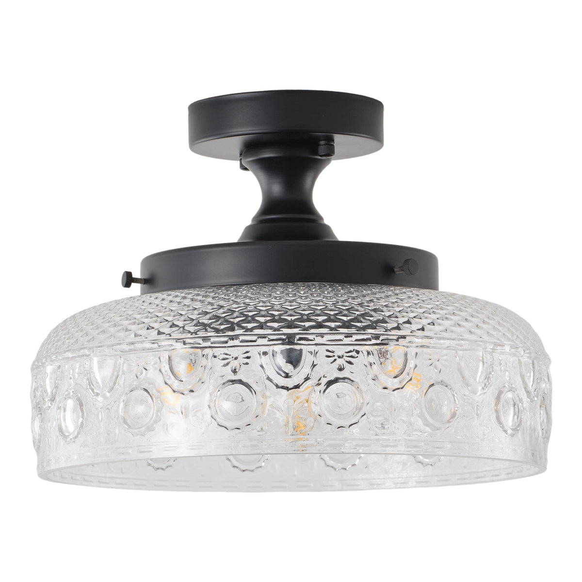 3-Light Modern Ceiling Light Clear Glass Black Fixture