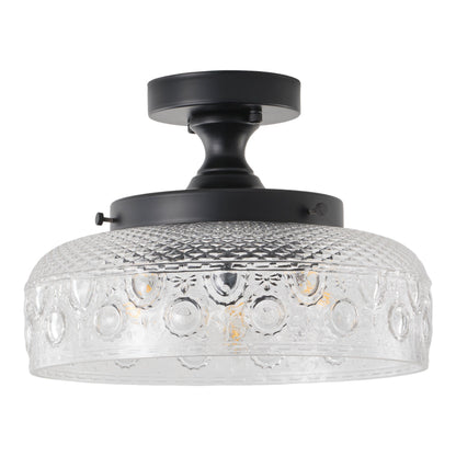 3-Light Modern Ceiling Light Clear Glass Black Fixture