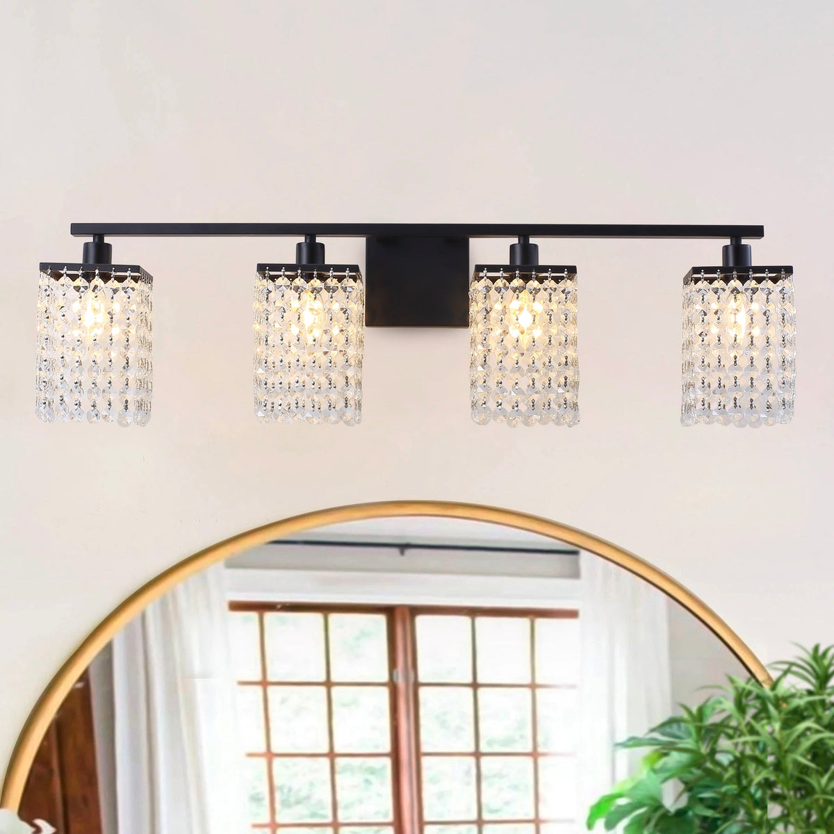 3-Lights & 4-Lights Crystal Square Design Vanity Lighting