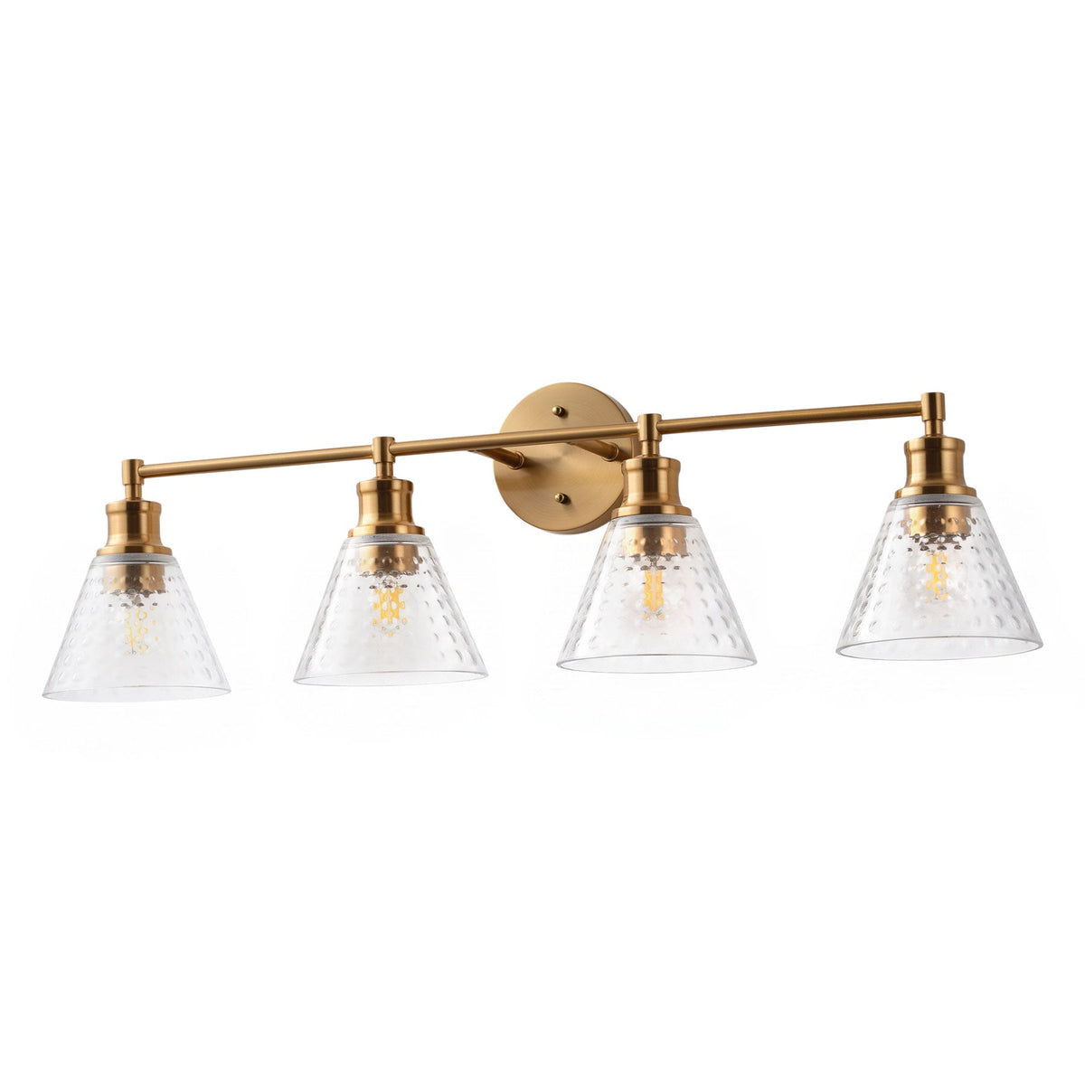 3-Lights & 4-Lights Antique Brass Glass Bathroom Vanity Light