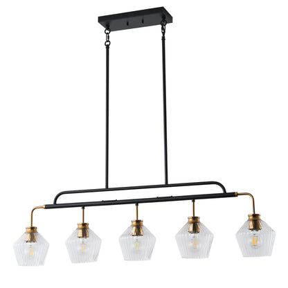 5-Lights Clear Light Striped Glass Shade Kitchen Island Lights