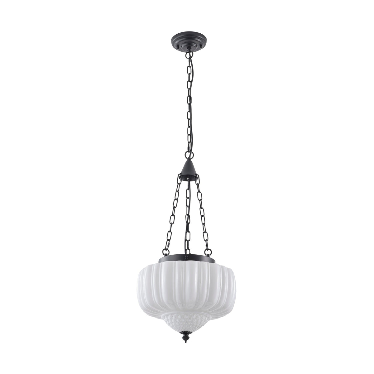 4-Light Vintage Pendant Light With Opal Glass Shade