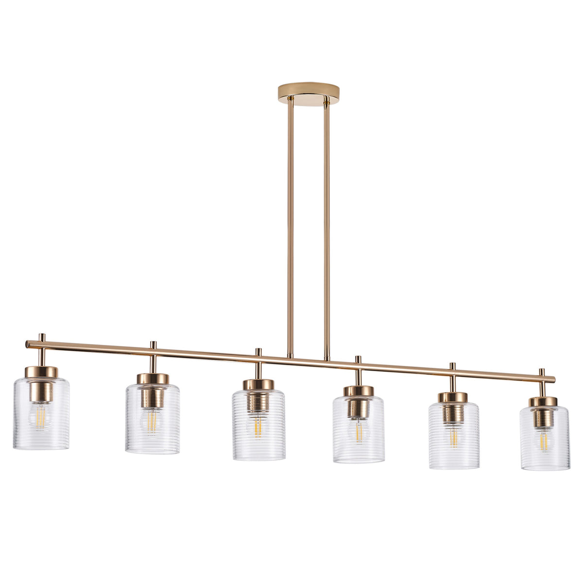 4-Light & 6-Light Gold Modern Linear Glass Shape Kitchen Island Lights