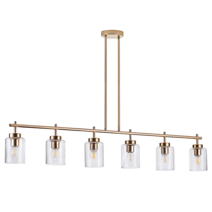 4-Light & 6-Light Gold Modern Linear Glass Shape Kitchen Island Lights