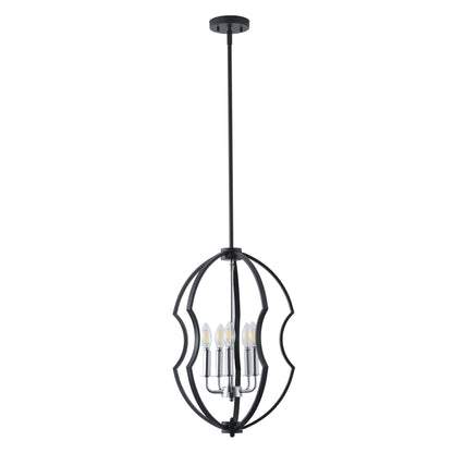 5-Light Black Farmhouse Cage Chandelier for Dining Room