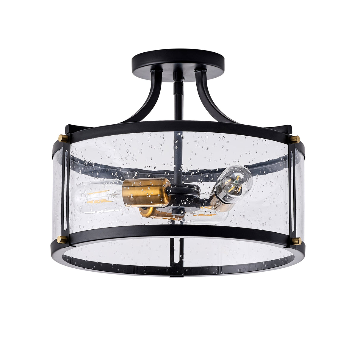 3-Lights Special Glass Shade Semi-Flush Mount Lighting