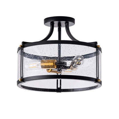 3-Lights Special Glass Shade Semi-Flush Mount Lighting