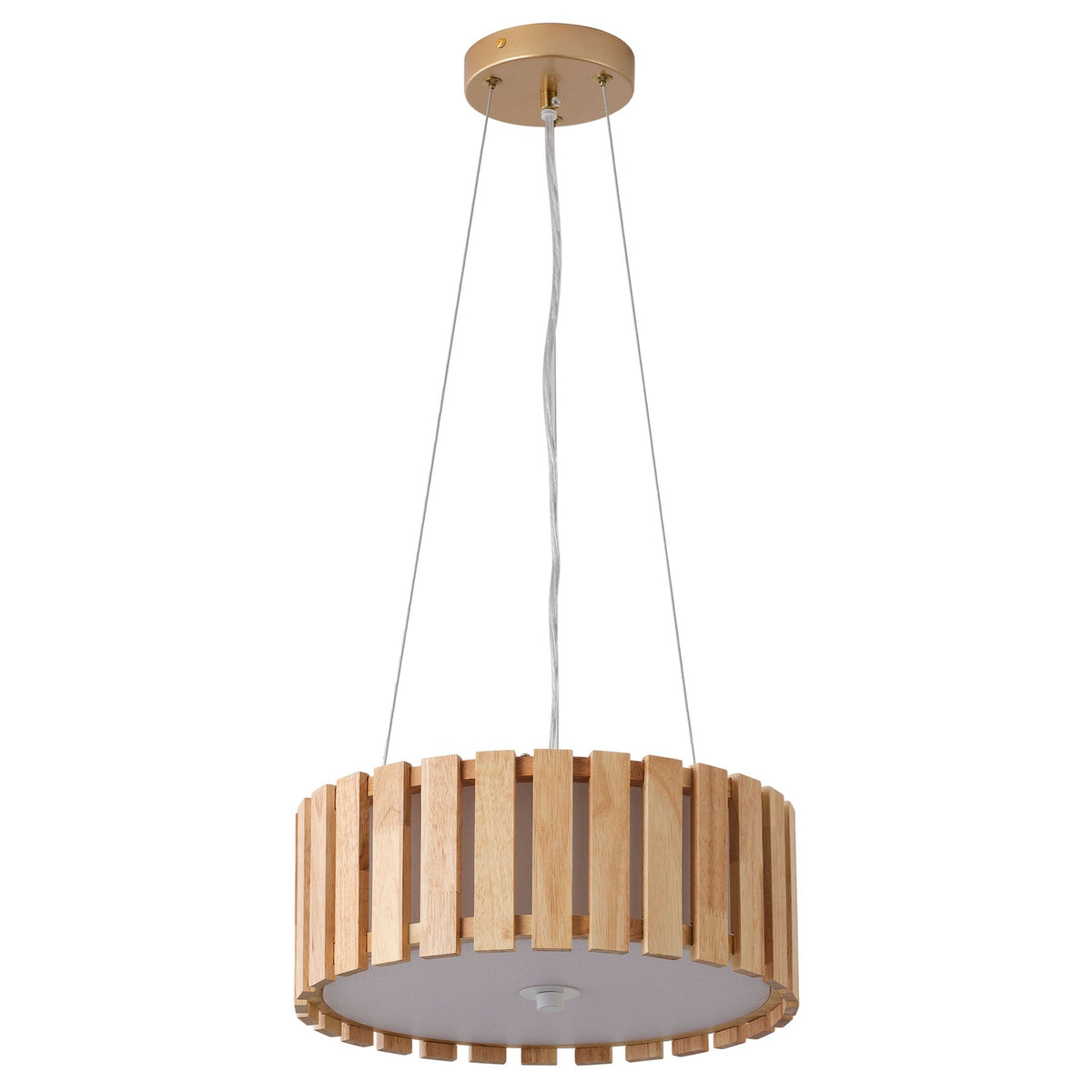 3-Light Wood Farmhouse Pendant Light with White Diffuser