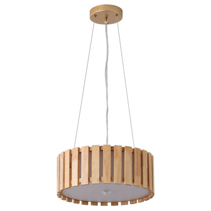 3-Light Wood Farmhouse Pendant Light with White Diffuser