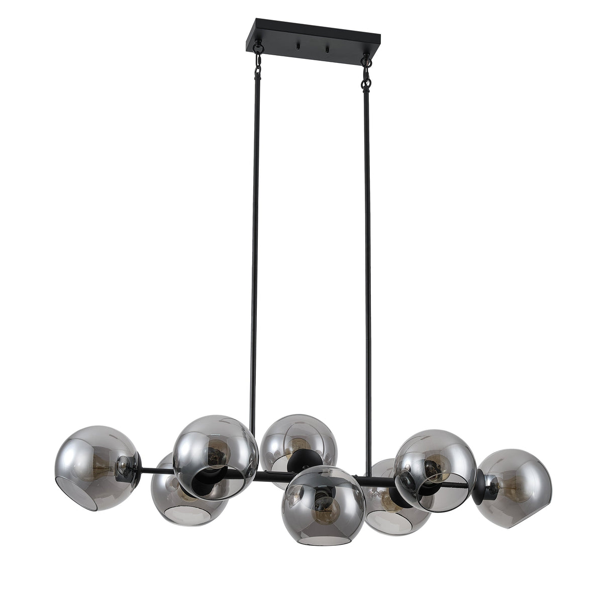 8-Lights Smoke Gray Spherical Kitchen Island Lights