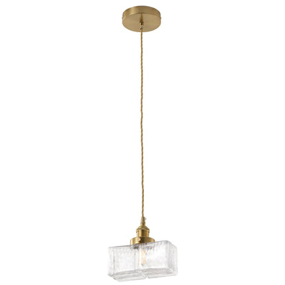 1-Light Square Clear Glass Shade Pendant Light