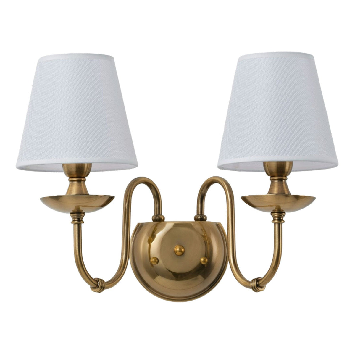2 Light Vintage Wall Sconce With White Fabric Shade