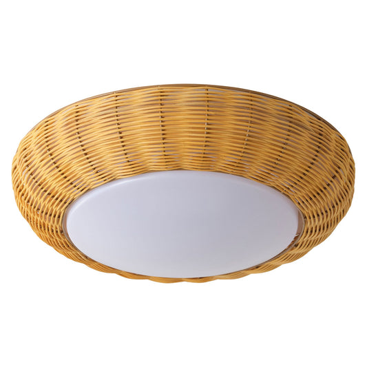 1-Light Coastal Rattan Style LED Flush Mount Light