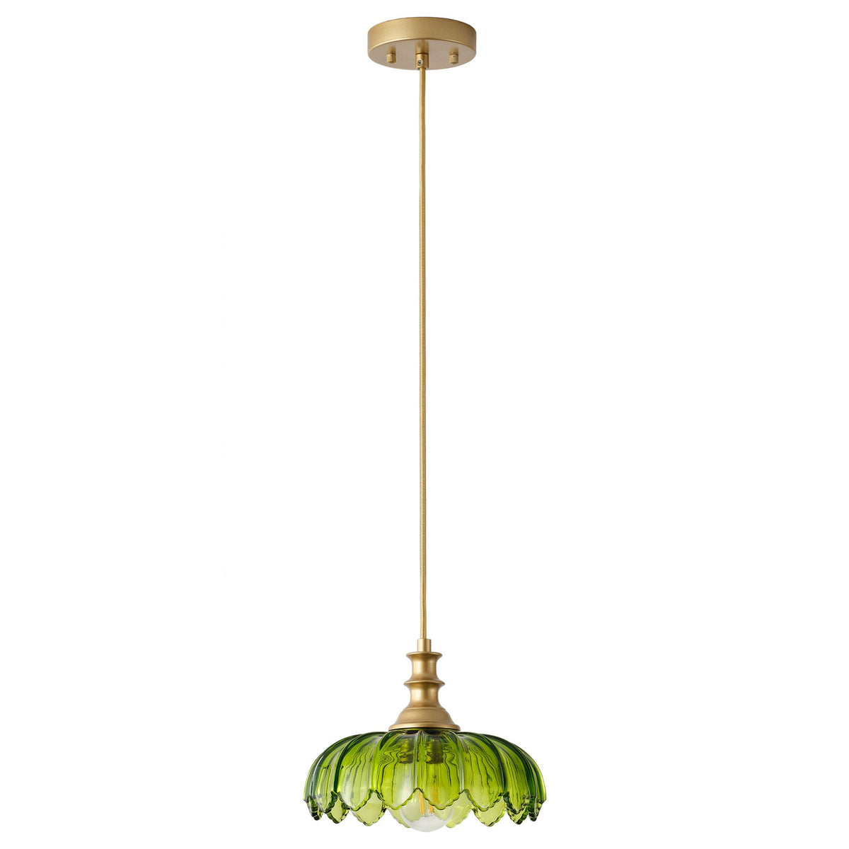 1-Light Amber/ Green/ Clear Vintage Petal Glass Pendant Light