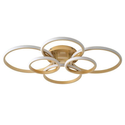 6-Lights Modern Style Six Circular Shapes Dimmable LED Semi-Flush Mount Lighting