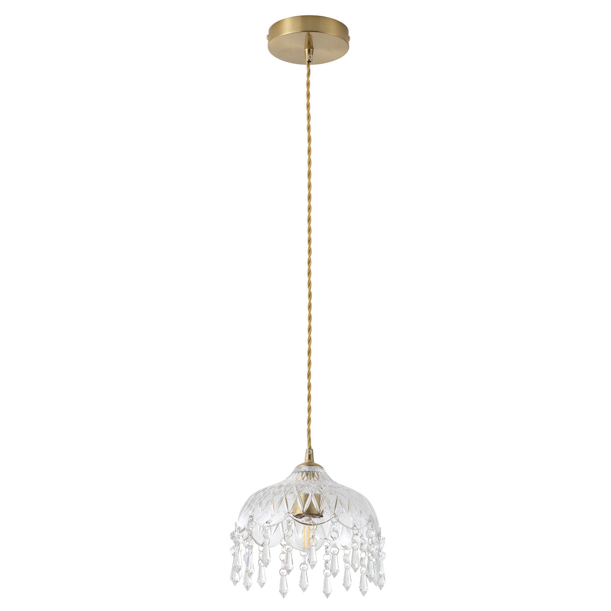 3-Light Clear Crystal Fringe Pendant Light