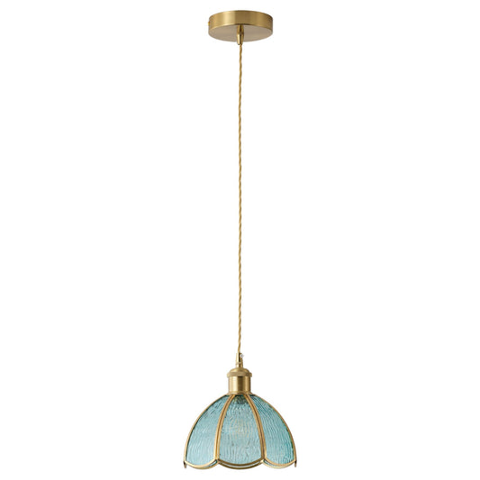 1-Light Blue Glass Pendant Light for Kitchen Island