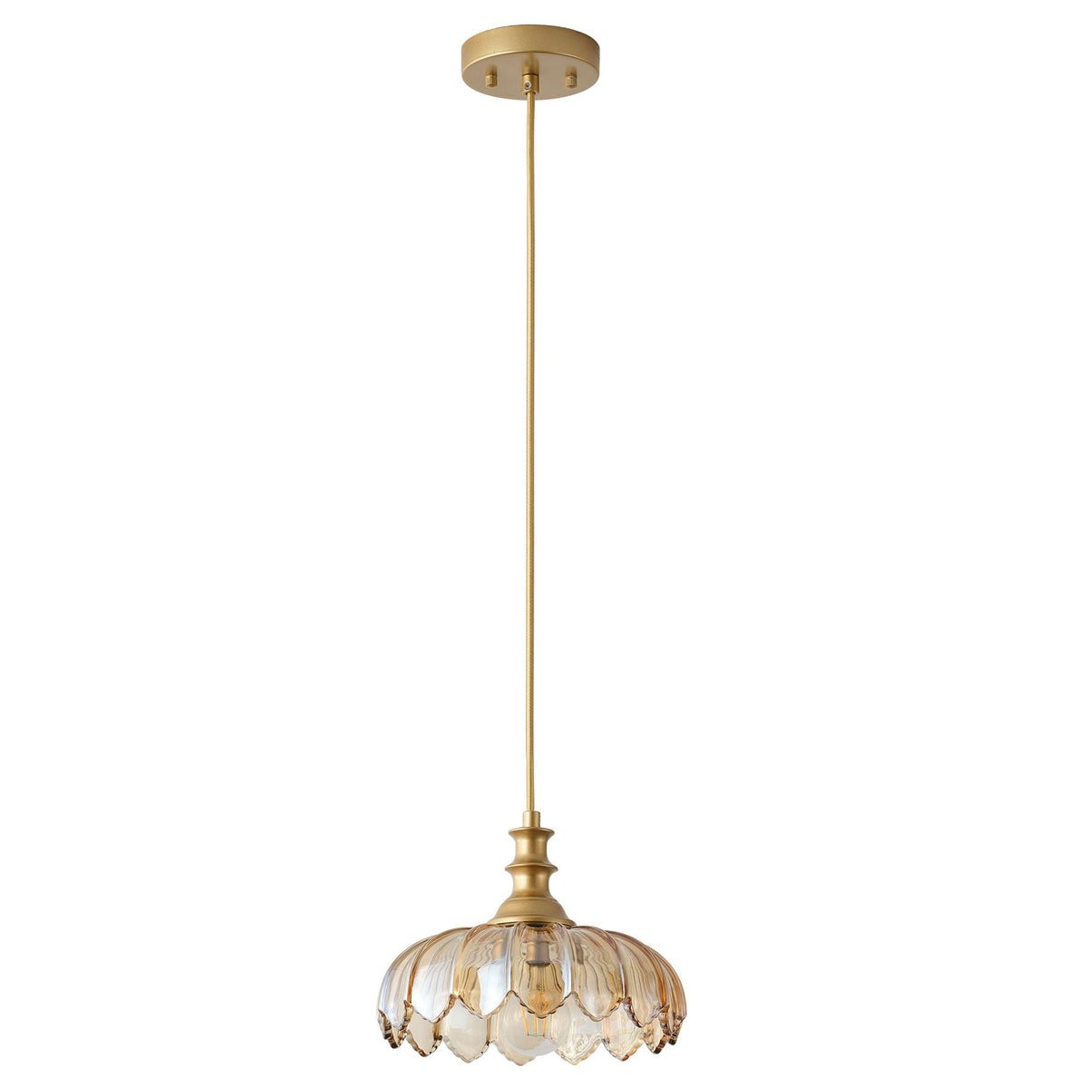 1-Light Amber/ Green/ Clear Vintage Petal Glass Pendant Light