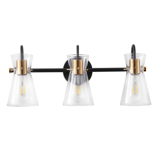 3-Light & 4-Light Vintage Style Dimmable Bathroom Clear Glass Wall Vanity Lighting
