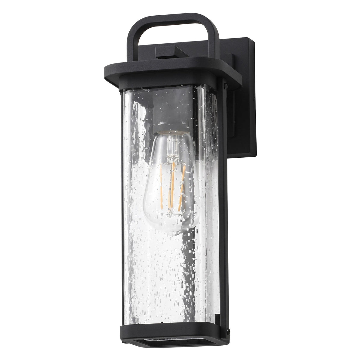 1-Light Wet Rated Black Outdoor Wall Light for Porch