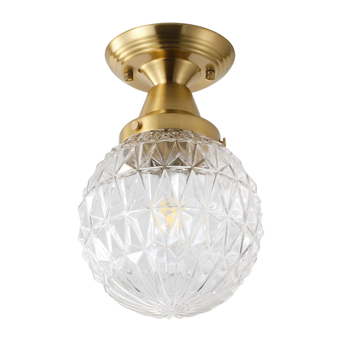1-Light Clear Glass Semi Flush Ceiling Light for Entryway