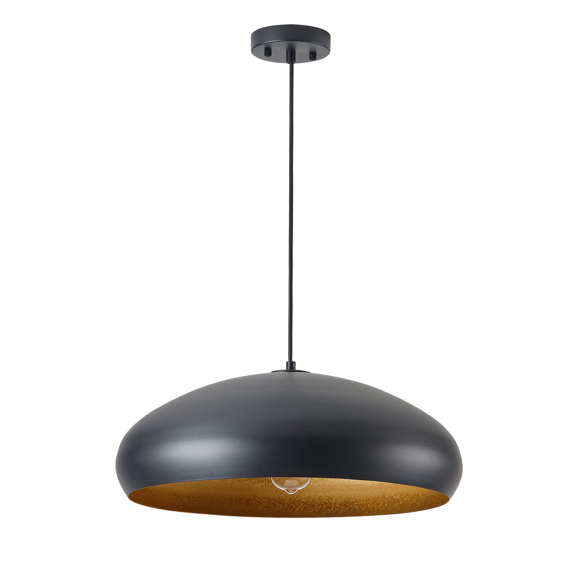 1-Light Oversize Sanding Black Pendant Lighting