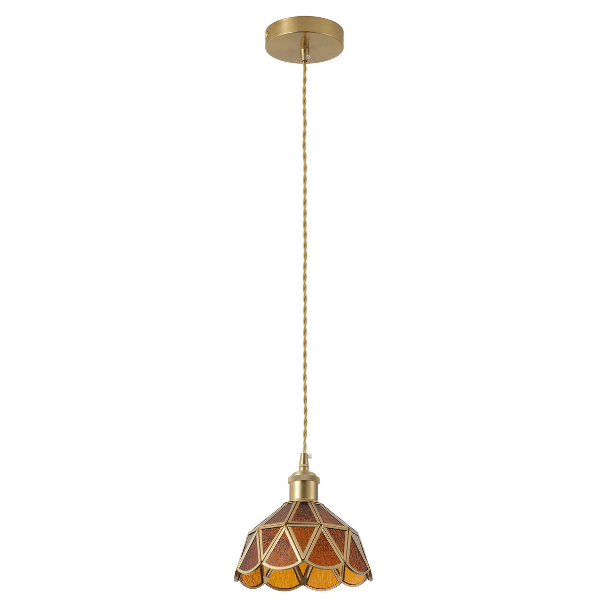 1 Light Tiffany Style Amber Glass Pendant Light