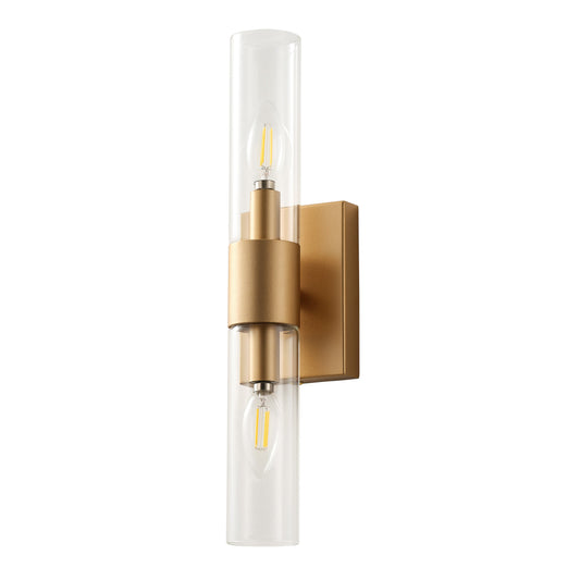 2-Lights Double-Ended Cylindrical Clear Glass Shade Wall Sconces