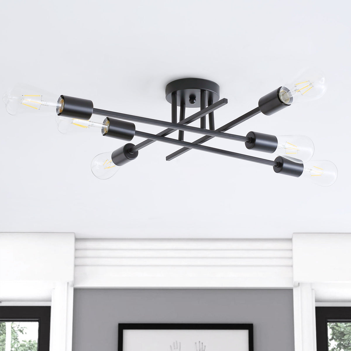 6-Lights Sputnik Semi-Flush Mount Lighting