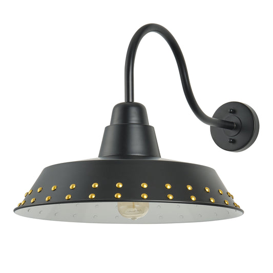 1-Light Spray-Painted With Gold Polka Dot Trim Bowl-Shaped  Wall  Light