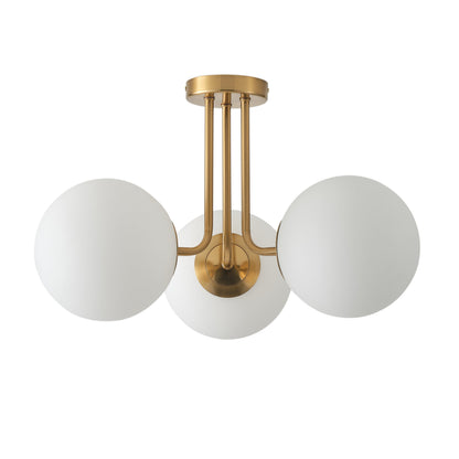 3-Lights Modern Globe Semi-Flush Mount Lighting