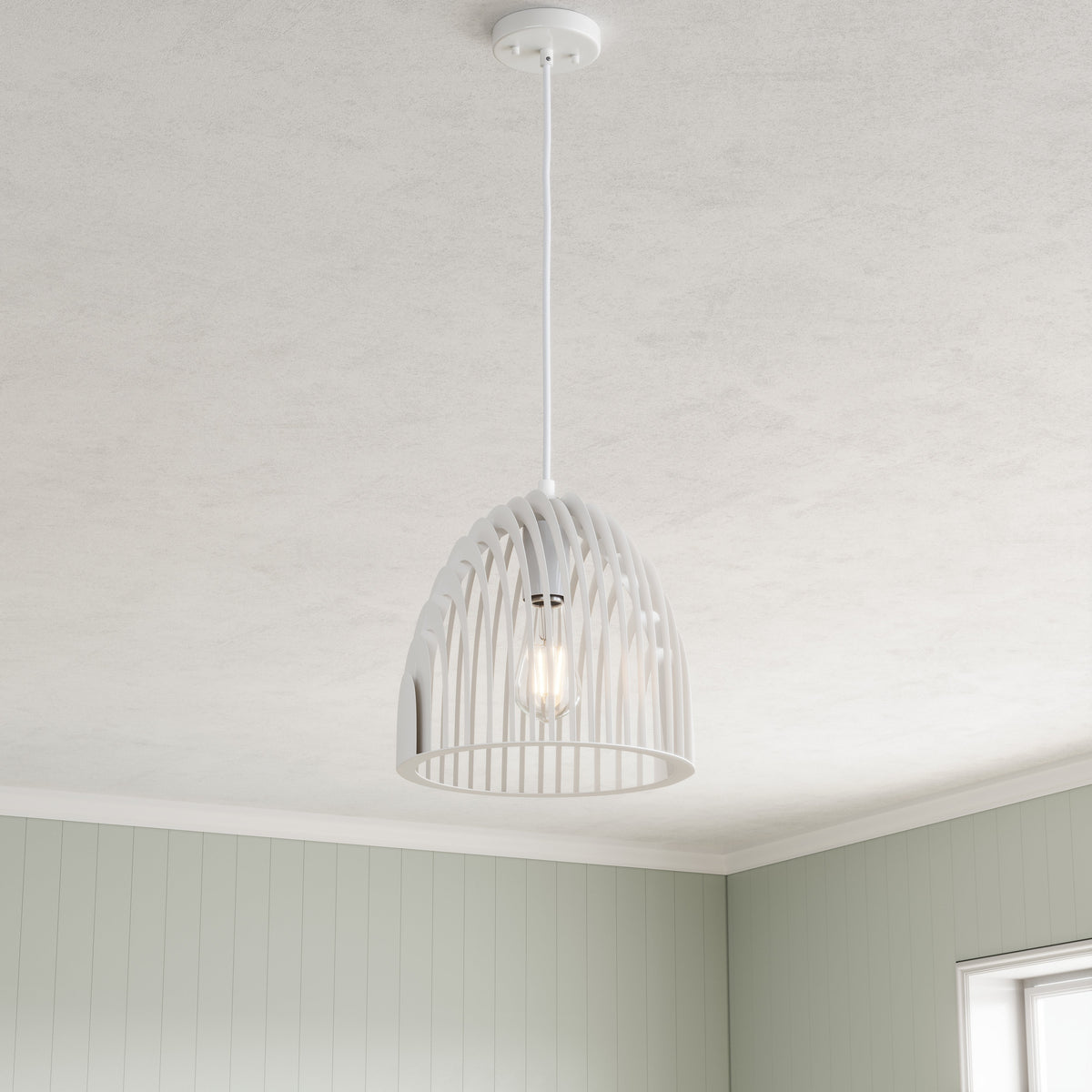 1-Light Round Metal Shade Openwork Design Pendant Lighting